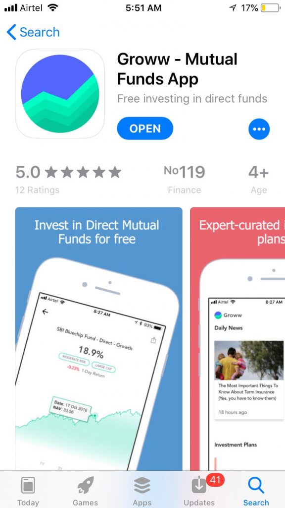 Groww iOS in App Store