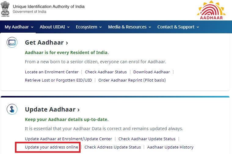 How to Update Aadhaar Card Address Aadhar Card Update/Correction Online